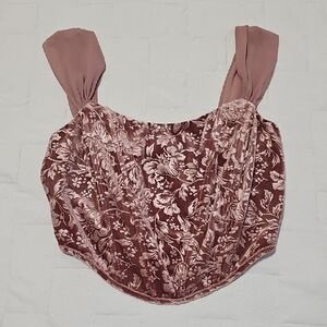 Altar'd State Pink Floral Velvet Blouse